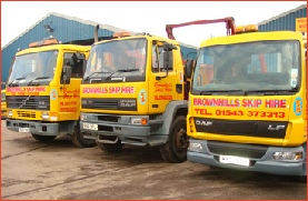 The Brownhills Skip Hire lorry fleet lined up and ready for delivery