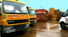 Skips and lorries at the Brownhills Skip Hire yard on Collier Close